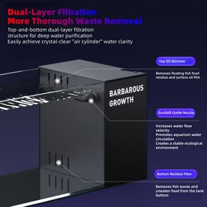 Hoogwaardig 220V modern design ultra wit transparant glazen rechthoekig bureau aquarium viskom milieuvriendelijk zijfilter 10W - Product Image 3