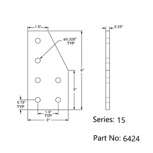 15 श्रृंखला 6 छेद 90 डिग्री प्रोफ़ाइल जोड़ने वाली प्लेट फ्लैट जॉनिंग प्लेट सीएनसी मशीन 3 डी प्रिंटर #6424 - Product Image 2