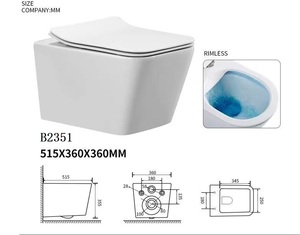 WC mural sans bride en porcelaine colorée gris mat <span class=keywords><strong>PATE</strong></span> B2351MH, WC carré gris personnalisé avec réservoir d'eau dissimulé - Product Image 2