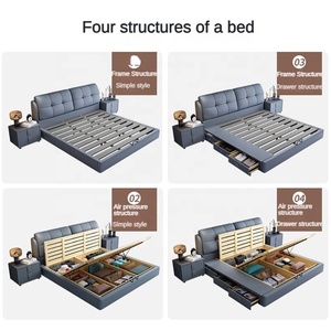 Derniers meubles design populaires 180x200 rangement couchage faux cuir en bois double king size lits rembourrés - Product Image 4