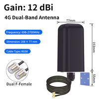 Antenne omnidirectionnelle verticale 4G double bande 12dBi pour extérieur avec connecteur N mâle et câble RG58 pour routeur WiFi et point d'accès sans fil