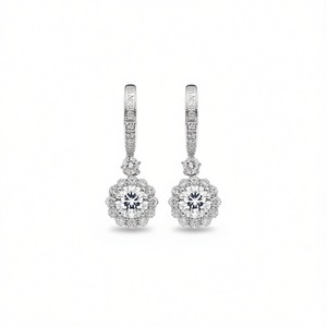 Orecchini Monsieur A in Oro Bianco con Diamanti Taglio Brillante Rotondo Colore D Naturali Certificati GIA Gioielli Classici da Donna per Matrimonio - Product Image 1