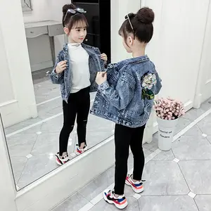 2024 Hot Sale Jean Jacke Kinder Jeans jacke Button Down Top Coat Mädchen Oberbekleidung 2-14 Jahre