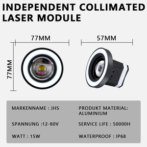 Faro Delantero LED de 15W para Motocicleta con Anillo Halo de Doble Color, Resistente al Agua IP68, Luces Antiniebla, Proyector, Luz Estroboscópica de Trabajo - Product Image 5