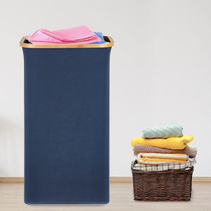 100L Tall <b>Laundry</b> <b>Basket</b> with Bamboo Handles for Clothes and Toys Storage, Freestanding <b>Collapsible</b> <b>Laundry</b> Hamper - Product Image 4