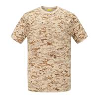 T-shirt à manches courtes en polyester à séchage rapide, motif camouflage désertique numérique, col rond, pour entraînement tactique et travail en extérieur – Vente en gros