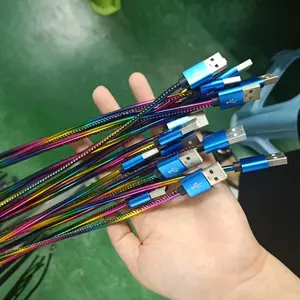 Cable USB de carga con fecha de sincronización de Venta caliente de nuevo diseño de cuero micro de PU 3a, 1m, 2M, 3m, precio de fábrica