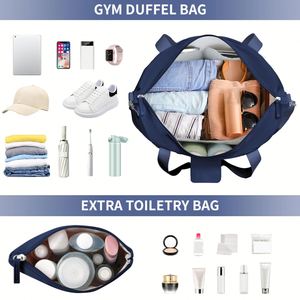 Travel <b>Bag</b> Set with Wet Pocket Sports Tote Gym <b>Bag</b> Shoulder Weekender <b>Overnight</b> <b>Bag</b> for Women - Product Image 3