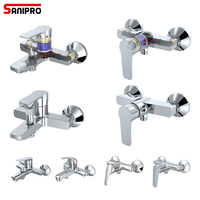 SANIPRO Robinet mélangeur eau chaude et froide en chrome et zinc sur plastique, sans plomb, pour salle de bain, protection environnementale, robinet de bain et de douche