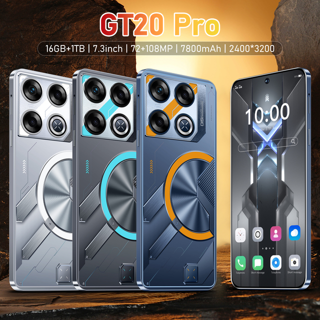 Premium GT20 Pro Smartphone 7.3 Inch 5G 16GB+1TB 108MP Rear Cam 10 Core Android 15 Dual SIM Unlocked 2026