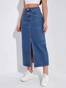 Fashion Boutique Clothing Zipper Tight Women's Denim Skirt Summer Women's Slit Casual Denim Skirt