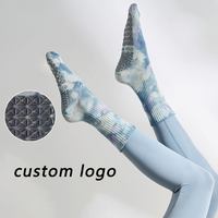 Chaussettes personnalisées tie-dye pour yoga et pilates, antidérapantes, respirantes, en coton, pour hommes et femmes.