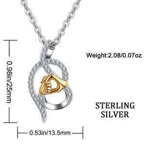 925 <span class=keywords><strong>de</strong></span> plata esterlina madre <span class=keywords><strong>hijo</strong></span> hija para siempre amor corazón colgante collar - Product Image 5