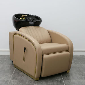 Sillón de Lavado para Barbería, Mueble de Lujo con Lavabo de Cerámica Negra, Reclinable, para Spa Capilar - Product Image 6