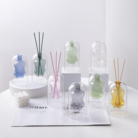 Diffuseur d'arômes artisanal double paroi en verre borosilicate coloré, forme patte de chat, pour printemps, été, automne, écologique et durable