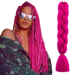 Treccine Jumbo Bicolore Economiche all'Ingrosso, Nere Rosa Bianche Viola Blu, Capelli Sintetici per Intrecciare - Product Image 3