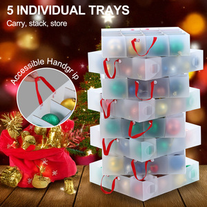 Polka Dots <b>Christmas</b> Ornament Storage <b>Bag</b> Oxford Cloth 60x30x30cm Waterproof Moisture Proof 128 Compartment Detachable - Product Image 5