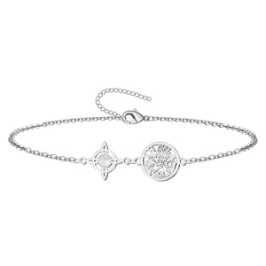 Bracciale Tetragrammaton con pietra di quarzo bianco e acciaio inossidabile nodo della strega portafortuna protezione amuleto bracciali con perline pregiati - Product Image 1
