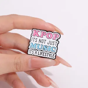 Creative I Love Kpop Music Épingles en émail La musique est un style de vie Broches Citation inspirante Badge en métal Accessoires Bijoux Cadeaux - Product Image 5