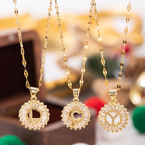Colar Feminino 2026 de Aço Titânio com Pingente de Zircônia, Corrente de Elos, Estilo Luxo Leve, Sucesso de Vendas Transfronteiriço Europa-América - Product Image 1