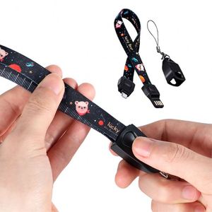 2 in 1 Lanyard <b>Charging</b> <b>Cable</b> Woven Fabric Hanging Neck Fast <b>Charging</b> USB Data <b>Cable</b> for Mobile - Product Image 3