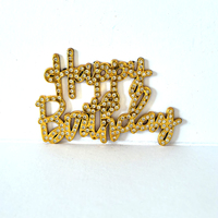 Fabrikpreis 3D Strass Plastik Happy Birthday Cake Topper Kursiv Schriftlich Kristall Geburtstagstorten-Dekoration Party Feier