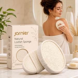 Éponge exfoliante pour le <span class=keywords><strong>corps</strong></span> en loofah naturel personnalisée Jarnier, 100% végétale, compostable, double usage, éponge de douche en luffa - Product Image 3
