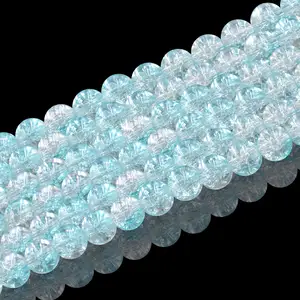 Bead Crystal 10mm burst loose bead transparent crack blue Burst glass Crystal Beads