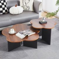 Table basse minimaliste de style américain moderne en bois massif en forme de fleur avec espace de rangement pour petits appartements et coins de salon