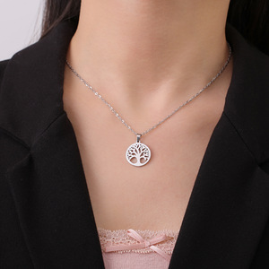 PVD 18K Gold Plated Stainless Steel <b>Choker</b> Necklace with Lucky Tree Pendant for Women | Tree of Life Pendant - Product Image 5