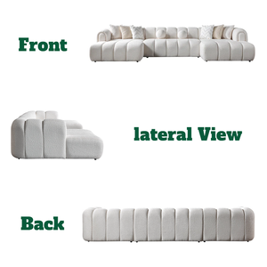 Canapé sectionnel moelleux en tissu bouclé en forme de U, style minimaliste, mobilier de salon, vente en gros, achat en vrac - Product Image 3