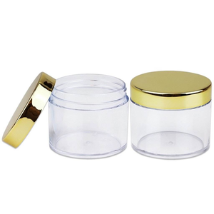 Pots cosmétiques ronds transparents en PETG avec couvercle à vis doré rigide, contenants en plastique pour produits de beauté 4oz - Product Image 1