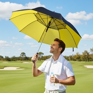 27-Inch High Quality Custom Logo Manual Golf <b>Umbrella</b> with Fan UPF 50+ Black UV Coating Auto Open Glass Fiber Ribs - Product Image 4