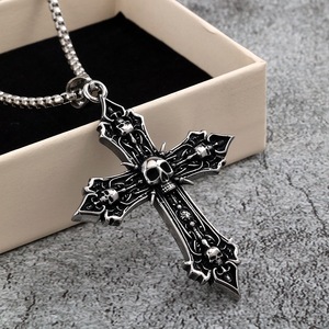 Yunnique Stainless Steel <b>Cross</b> Pendant Skull Punk Design <b>Men's</b> Fashion Jewelry Party Gift Asymmetry Geometric Charm Pendants - Product Image 1