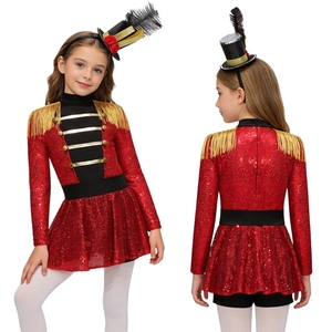 Conjunto de disfraz de circo Ringmaster para niñas de 6 a 16 años, mono con mini sombrero de copa y diadema de plumas para cosplay, disfraces y actuaciones. - Product Image 2
