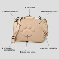 Sac de transport pliable en cuir et EVA pour animaux de compagnie, avec trous d'aération pour chats et petits chiens, sangle d'épaule détachable, design respirant et écologique