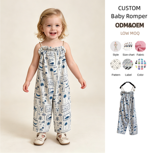 Tutina Estiva Senza Maniche in Lino per Bambine e Neonate, Modello All'Ingrosso - Product Image 1