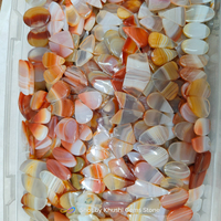 Batu Permata Agate Oranye Bergaris Alami yang Indah untuk Kerajinan Perhiasan Grosir Iridesensi 20-45mm 8-12g.
