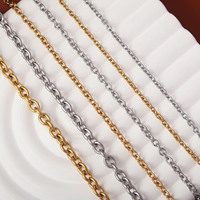 Chaîne croisée O Link imperméable |   Chaîne à maillons ronds en acier inoxydable plaqué or 18 carats PVD pour la création de colliers et bracelets DIY