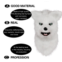 Masque de renard blanc réaliste en latex, masque intégral de renard avec bouche mobile, costume de renard pour Halloween, fête costumée, masques d'animaux en fourrure