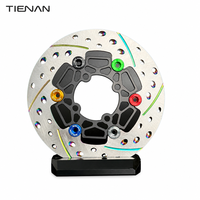 Disque de frein flottant pour moto, finition titane, perforé et rainuré, en acier inoxydable CNC avec boutons colorés pour scooter