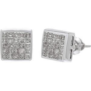 Pendientes Ornatis con Diamantes de Corte Princesa de 0.60 Quilates en Oro Blanco de 14K, 7mm Cuadrados, para Uso Diario - Product Image 1