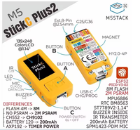 M5Stack M5StickC PLUS2 ESP32-PICO-V3-02 Mini IoT Development Kit, Layar TFT 1.14 inci, WiFi & IR, Pengontrol ESP32 Portabel