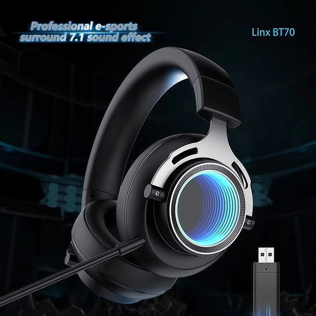 LINX 2026 New High Level 2.4G Type-C Wireless Dongle Gaming Headsets with 1000mAh Battery 50Hrs Playing Time