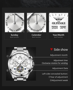 Montre homme OUPINKE 3281, tourbillon, chronographe multifonctionnel, mécanique, étanche 50M, luxe, haute qualité, Reloj - Product Image 4