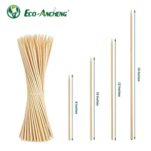 Biologisch Afbreekbaar Groothandel Bulk Hout Bamboe Sticks Bbq Spiesjes Food Grade Natuurlijke Bbq Bamboe Spiesjes Rond Bamboe Stokken