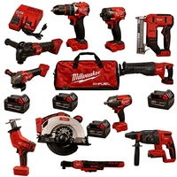 Kit combiné Milwaukee FUEL 10-en-1, ensemble d'outils électriques pour la réparation automobile, kit complet avec 4 batteries, chargeur rapide et sac de transport