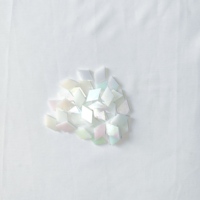 Mini mosaïques de verre en forme de feuille blanche irisée 3mm d'épaisseur Design moderne résistant à l'eau écologique pour bricolage artisanat scolaire en vrac