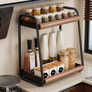 Youan Double Layer <b>Kitchen</b> Storage <b>Rack</b> With Lid For Condiments Oil Salt Soy Sauce Vinegar L Size - Product Image 1