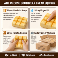 Southpeak Toy Pull Apart Bread Squishy Sticky Finger PU Ultra Slow Rising Fidget Toy Squeeze Stress Relief Squishy Factory OEM